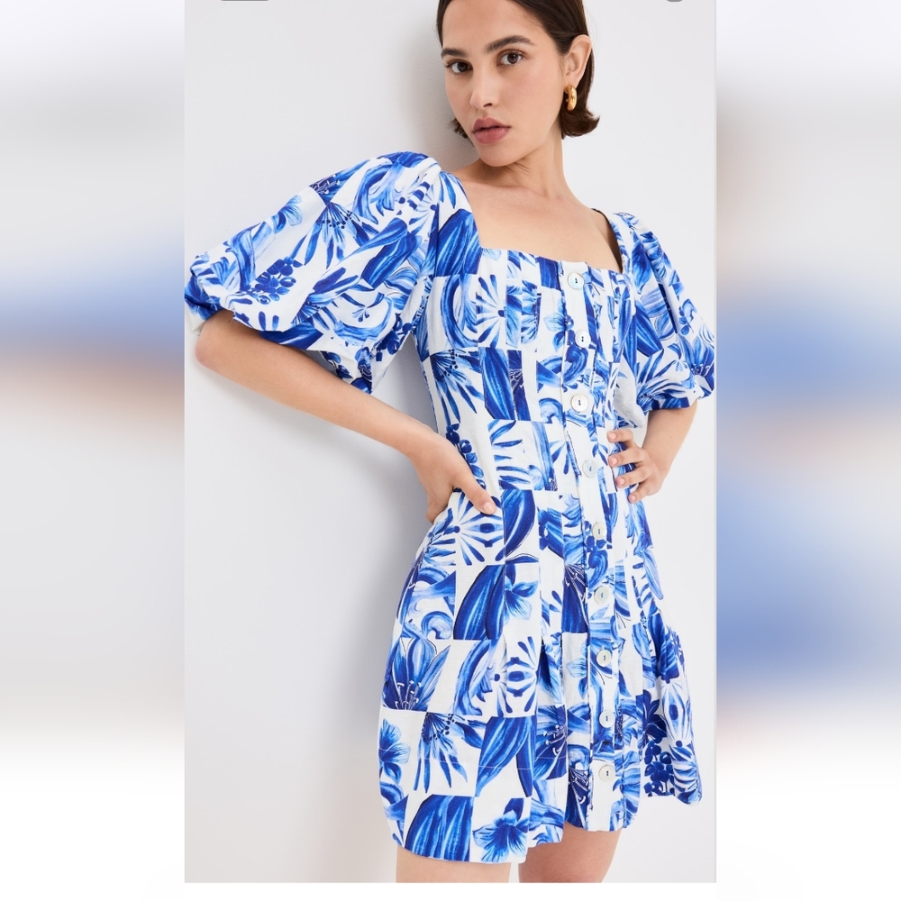 House of Harlow 1960 Blue and White Floral Mini Dress